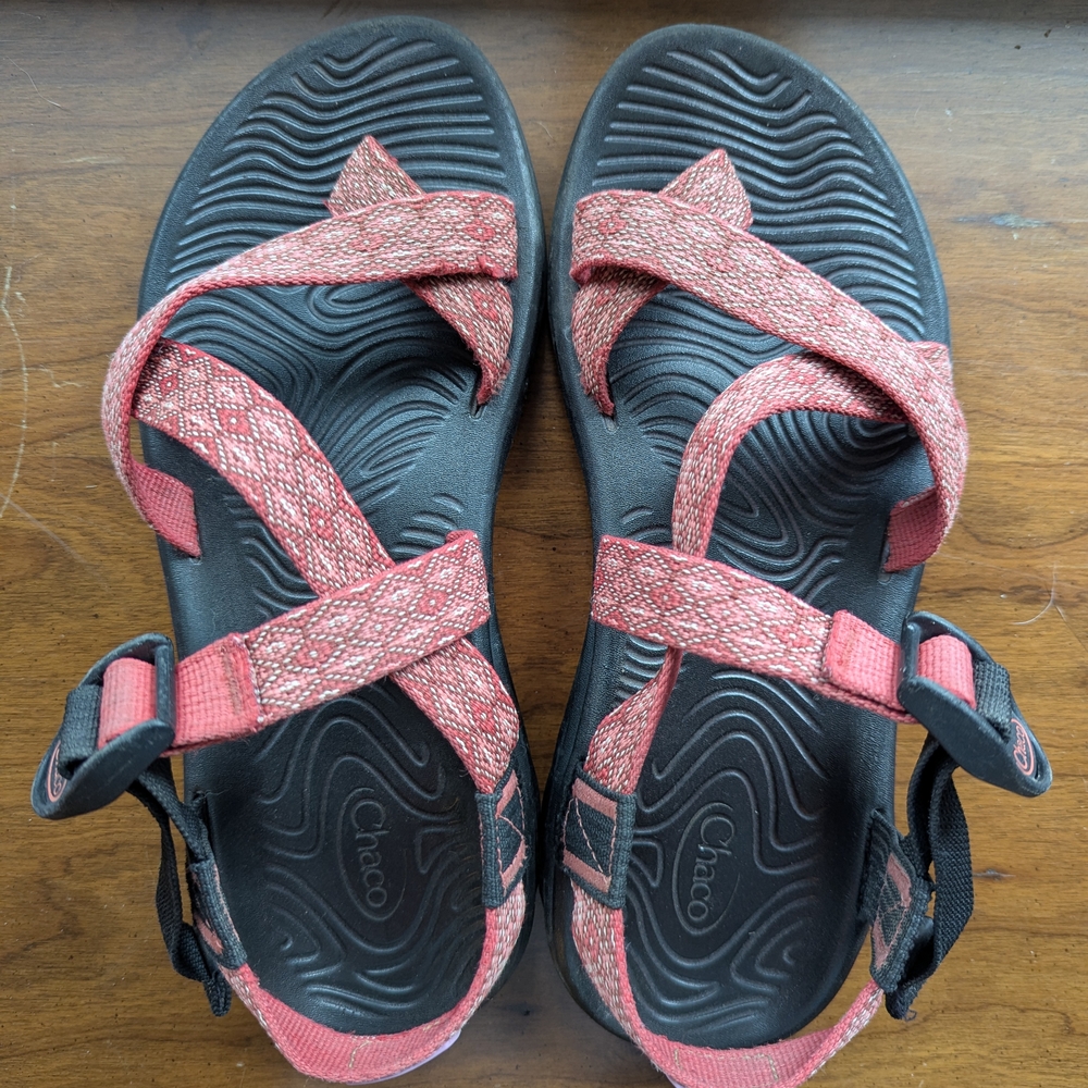 Chaco Z / Volv 2 Red/Pink Geo Outdoor Sandals with Adjustable Straps